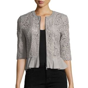 Lace Jacket w/ Leather Trim